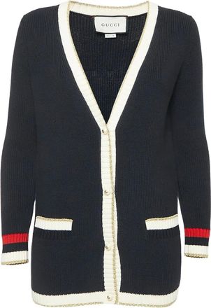 Gucci Cardigan in maglia a coste - Blu
