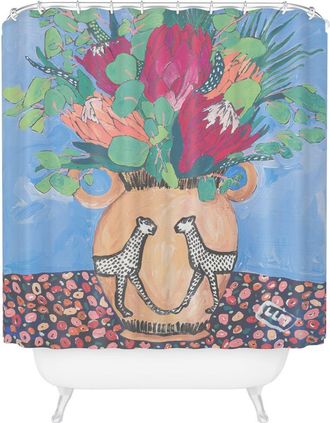 Deny Designs Cheetah Vase Shower Curtain in Blue at Nordstrom Rack