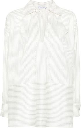 Max Mara pinstriped spread-collar shirt - women - Silk/Cotton - 44 - White