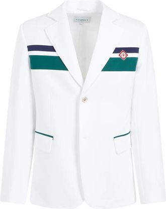 Casablanca Witte maatwerk jas met groene accenten - Heren - Blazers - Wit - M - Katoen - Jassen
