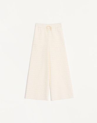 Valentino Pantaloni In Micro Cotton Fleurs &Agrave; Jour Donna LATTE 36