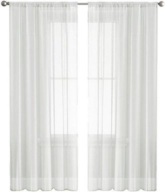No Brand Cortinas Blancas Transparentes, De 213 Cm De Largo, Juego De Dos Piezas, Que Filtran La Luz, De Tejido Liso, Ligeras Cada Panel Mide 107 Cm De Ancho Y