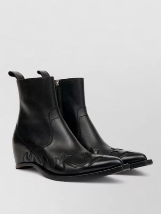 Maison Margiela ankle boots pointed toe pull tab embroidery