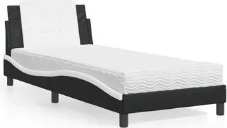 vidaXL Cama Con Colch&oacute;n Cuero Sint&eacute;tico Negro Y Blanco 90x190 Cm Vidaxl