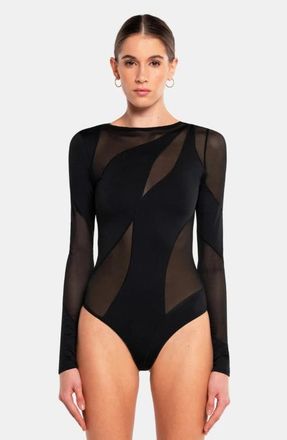 OW Collection SPIRAL Bodysuit in Black at Nordstrom, Size Xx-Small