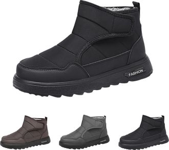 Generic Elderly Walking Shoes Mens Walking Shoes/Boots Touch Fastening Diabetic Boots Winter Warm Booties Non Slip Snow Shoe Magic Paste Fleece Lined Footwear