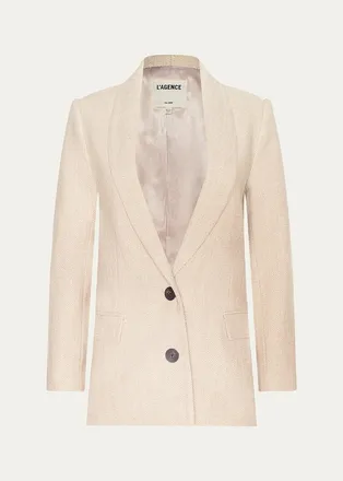 L'agence Amelie Herringbone Tweed Single-Breasted Blazer
