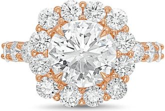Diana M. Jewels 18kt rose gold 12.00cts Lab-Grown Round Diamond Halo Ring with Diamond Band
