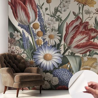 Tulup Fotomurale Adesivo Stickers - Murali Decorativo - Soggiorno Moderno - Effetto Realistico - Mazzo Di Fiori 250x250 Cm