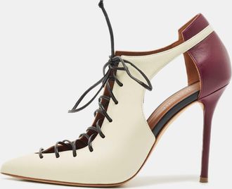 Malone Souliers Off White/purple Leather Montana Lace Up Pumps