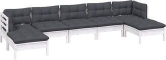 vidaXL Vidaxl - Muebles De Jard&iacute;n 7 Pzas Con Cojines Blanco Madera De Pino