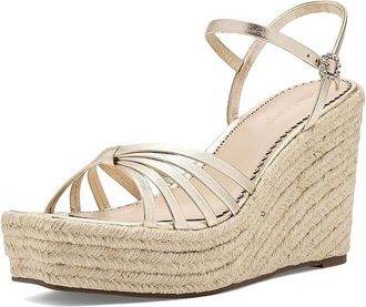 Cinq &agrave; Sept Helen Metallic Espadrille Wedge Womens Sandals Light Gold Metallic : 7.5 M, Leather