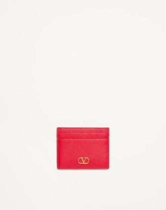 Valentino Garavani VLogo Signature Grainy Calfskin Card Holder Woman ROUGE PUR UNI