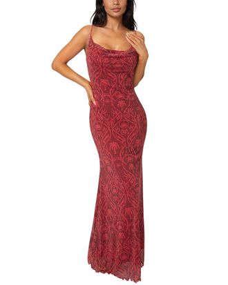 Bebe Printed Mesh Maxi Dress
