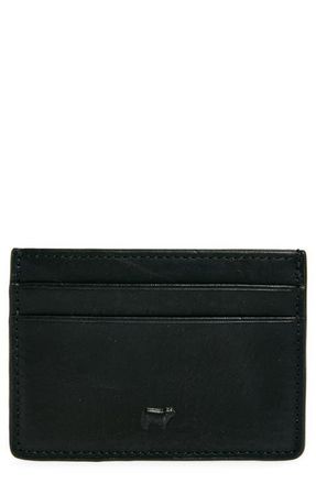 Will Leather Goods Front Pocket Leather Card Case in Black at Nordstrom