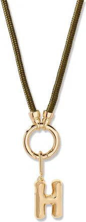 Brook & York Kai Initial Charm Necklace in Gold/Olive H at Nordstrom