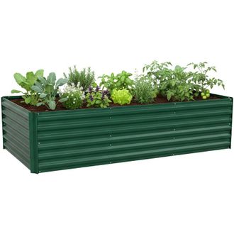 Relaxdays Relaxdays Aiuola rialzata, metallo zincato, per fiori, piante e ortaggi, HxLxP: 57 x 240 x 90 cm, per giardino, verde