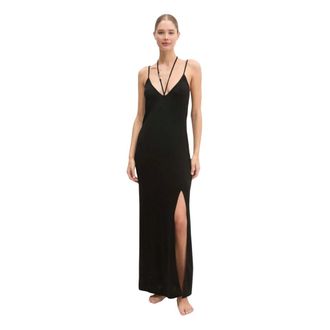 Karl Lagerfeld Kleedjes, Dames, Zwart, S, DNA Shine Halter Jurk