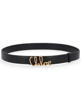 Chlo&eacute; Black Logo Buckle Belt
