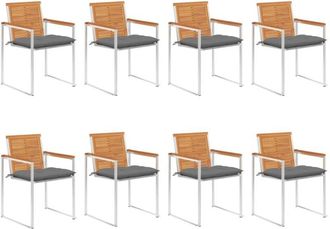 vidaXL Vidaxl - Sillas De Jard&iacute;n Y Cojines 8 Unidades Madera Maciza De Acacia