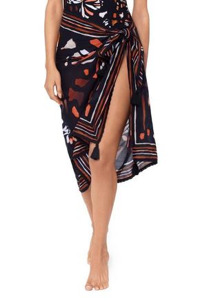 Magic Suit By Miraclesuit Chrysalis Pareo Cover-Up Skirt in Black/Multi at Nordstrom
