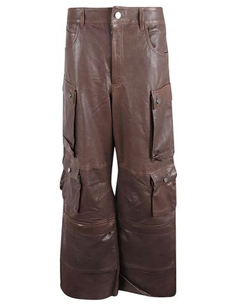 FERMAS Womens Leather Cargo Pants