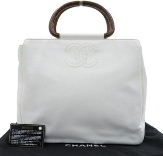 Chanel White Grained Calfskin Handbag Tote Bag (Pre-Owned)