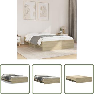 vidaXL Letto con base a doghe - Giroletto senza Materasso Rovere Sonoma 120x200cm in Truciolato