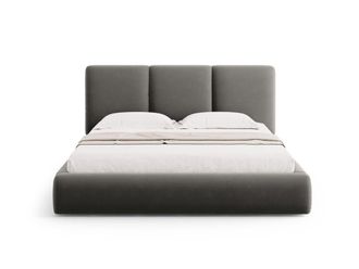 Cosmopolitan Design Cama con cabecero y ba&uacute;l 160x200cm de terciopelo gris claro