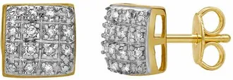 LuvMyJewelry Echo 10K Yellow Gold Cluster Diamond Unisex Earrings - 0.15 Cts at Nordstrom