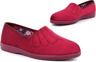 Generic Ladies Wide Fit Slippers Size 8 Slip On Slipper Size 3 Rubber Sole Slipper Womens Wide Slippers Rubber Sole EE Fitting Slip On Sizes 3-9 Wine 8 UK