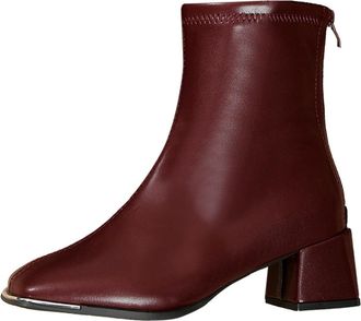 Generic Womens Ankle Boots, Fashion PU Leather, Block Heel, Back Zipper Design, Black and Brown Colors, Casual and Work Wear