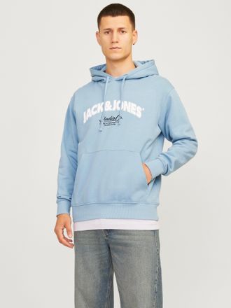 Jack & Jones Kapuzensweatshirt JACK & JONES JORBRONX ARCH BIG SWEAT HOOD, Herren, Gr. S, blau (mountain spring), angeraute Sweatware, Obermaterial: 60% Baumwolle, 
