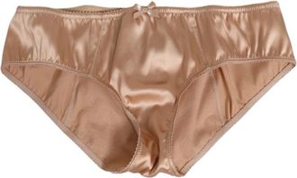 Dolce & Gabbana Silk Satin Floral Lace Panty Brief - Dames - Onderbroek - Beige - S - Satijn - Ondergoed