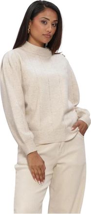 Nukus Nukus - Molly Pullover Strass - Dames - Truien - Beige - Maat: M Leer