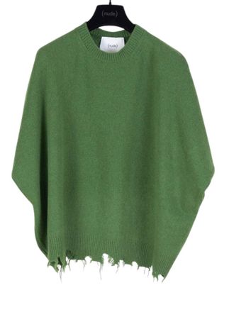 Nude Womens Crew Neck Short Sleeve Knit With Raw Edges Sweater In Clorophyll