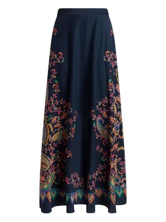Etro paisley-print maxi skirt - Blauw
