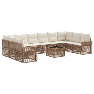 vidaXL Conjunto De Sof&aacute;s De Jard&iacute;n 11 Pcs Beige Y Blanco Crema Vidaxl