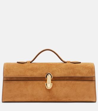 Savette Symmetry Slim Medium suede top-handle bag