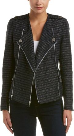 Tart Collections Amber Metallic Boucle Tweed Moto Jacket In Blue