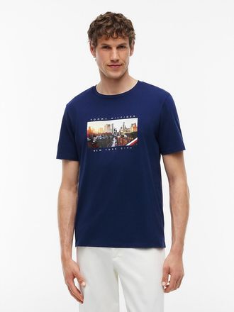 Tommy Hilfiger Mens NYC Skyline Graphic T-Shirt - Light Navy - XXL