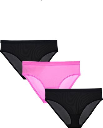 Curvy Couture Sheer Mesh High Cut Briefs in Black/flirt/black at Nordstrom, Size 3X-Large
