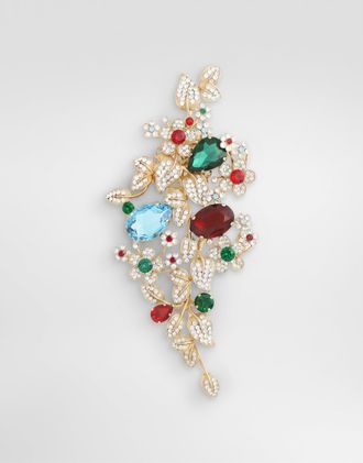 Dolce & Gabbana Maxi Floral Brooch With Rhinestones - Man Bijoux Multi-colored Metal Onesize