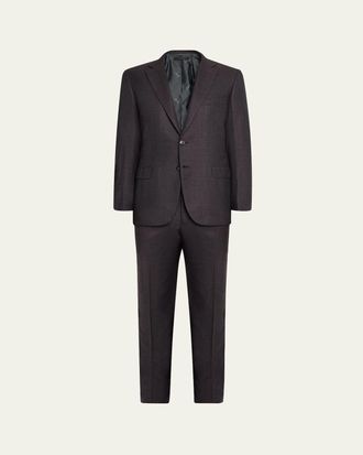Brioni Mens Prince of Wales Wool Classic Fit Two-Piece Suit