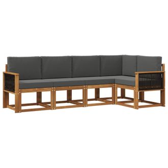 vidaXL Conjunto De Sof&aacute;s De Exterior 5 Pcs Natural Y Antracita Vidaxl