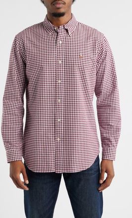 Polo Ralph Lauren Gingham Button-Down Oxford Shirt in Wine/White at Nordstrom, Size Xx-Large