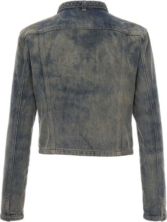 Diesel Womens Short Denim Biker Jacket Blue Cotton