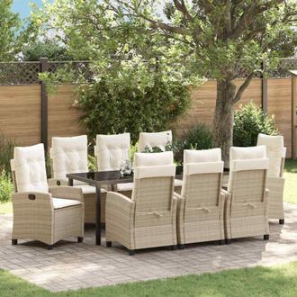 vidaXL Conjunto De Comedor De Jard&iacute;n 9 Pcs Beige Rat&aacute;n Sint&eacute;tico Vidaxl
