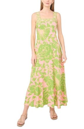 Vince Camuto Floral Smock Back Maxi Dress in Shell Pink at Nordstrom, Size Xx-Large