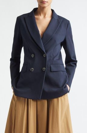 Herno Double Breasted Stretch Cotton Blend Jacket in 9200 Navy at Nordstrom, Size X-Large